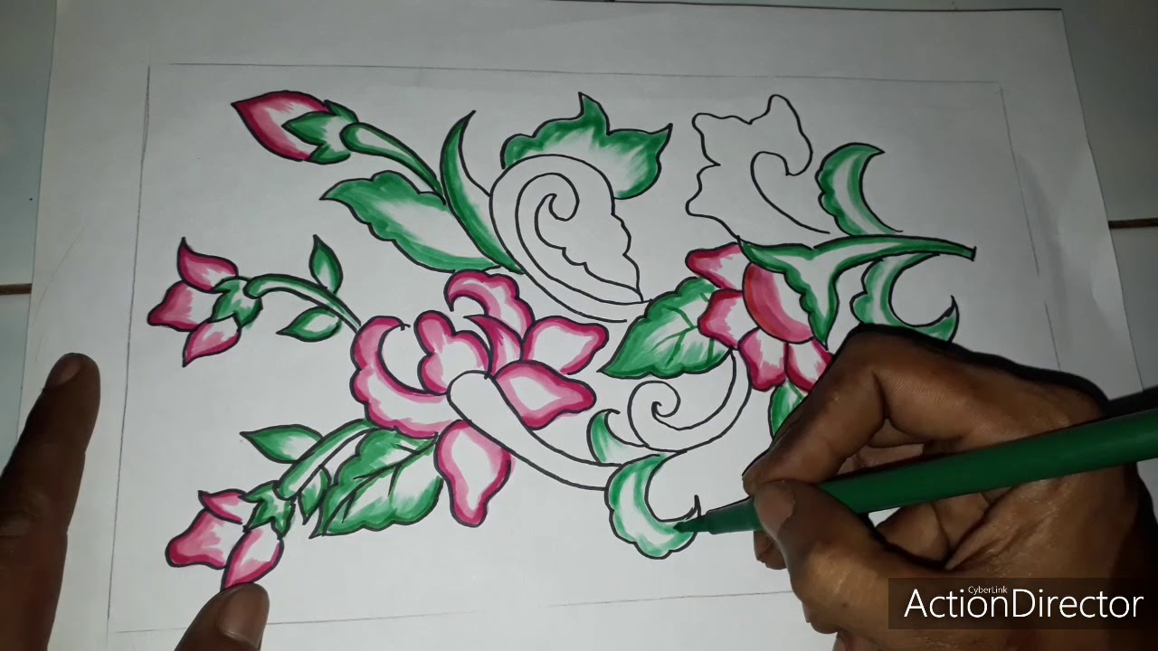 Detail Cara Menggambar Batik Bunga Sederhana Nomer 24