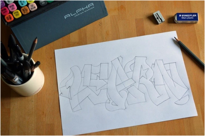 Detail Cara Menggambar Grafiti Nama Nomer 32