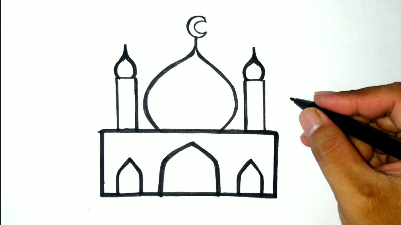 Cara Menggambar Masjid Yang Mudah - KibrisPDR