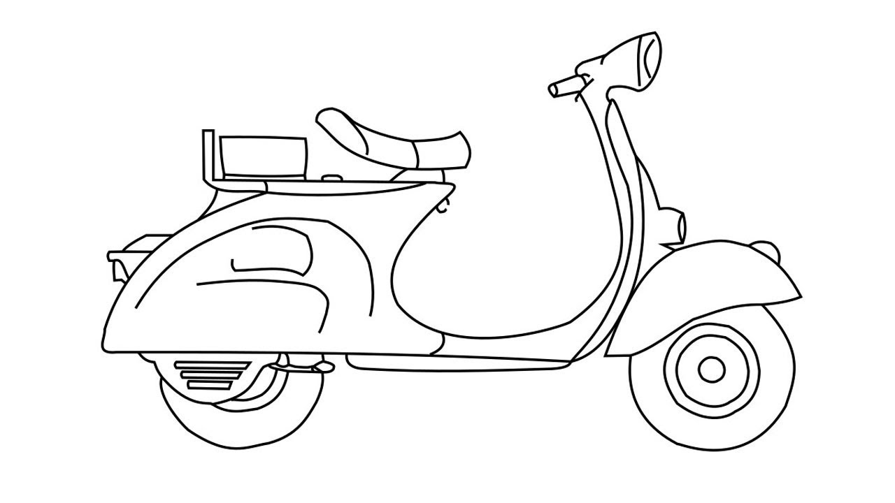 Detail Cara Menggambar Motor Vespa Nomer 17