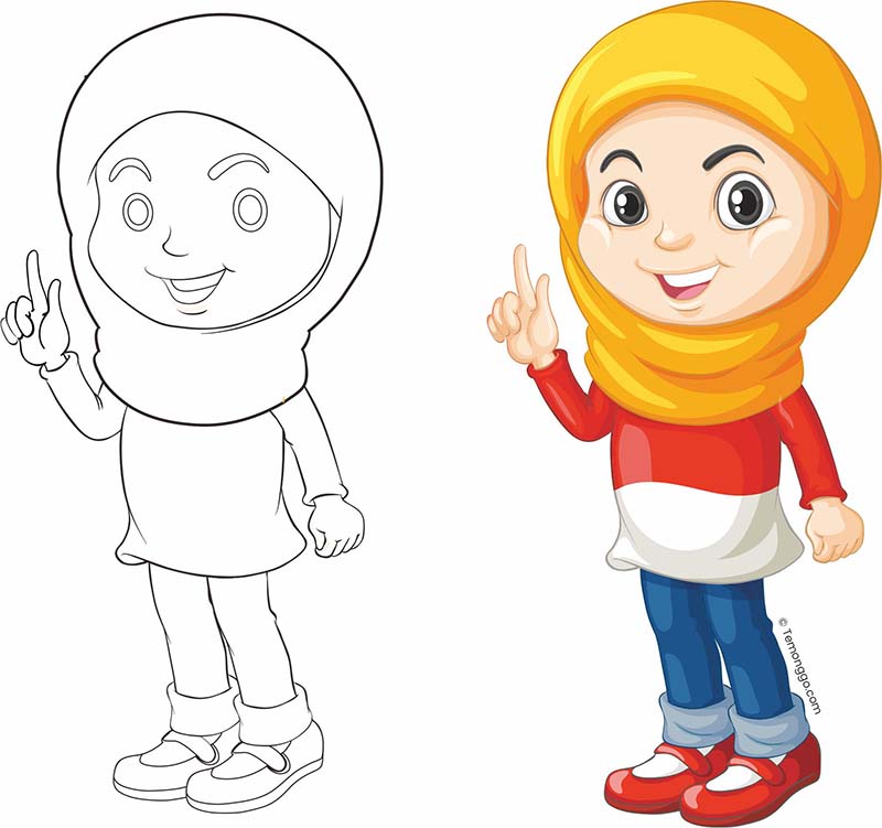 Detail Cara Menggambar Orang Berhijab Kartun Nomer 12