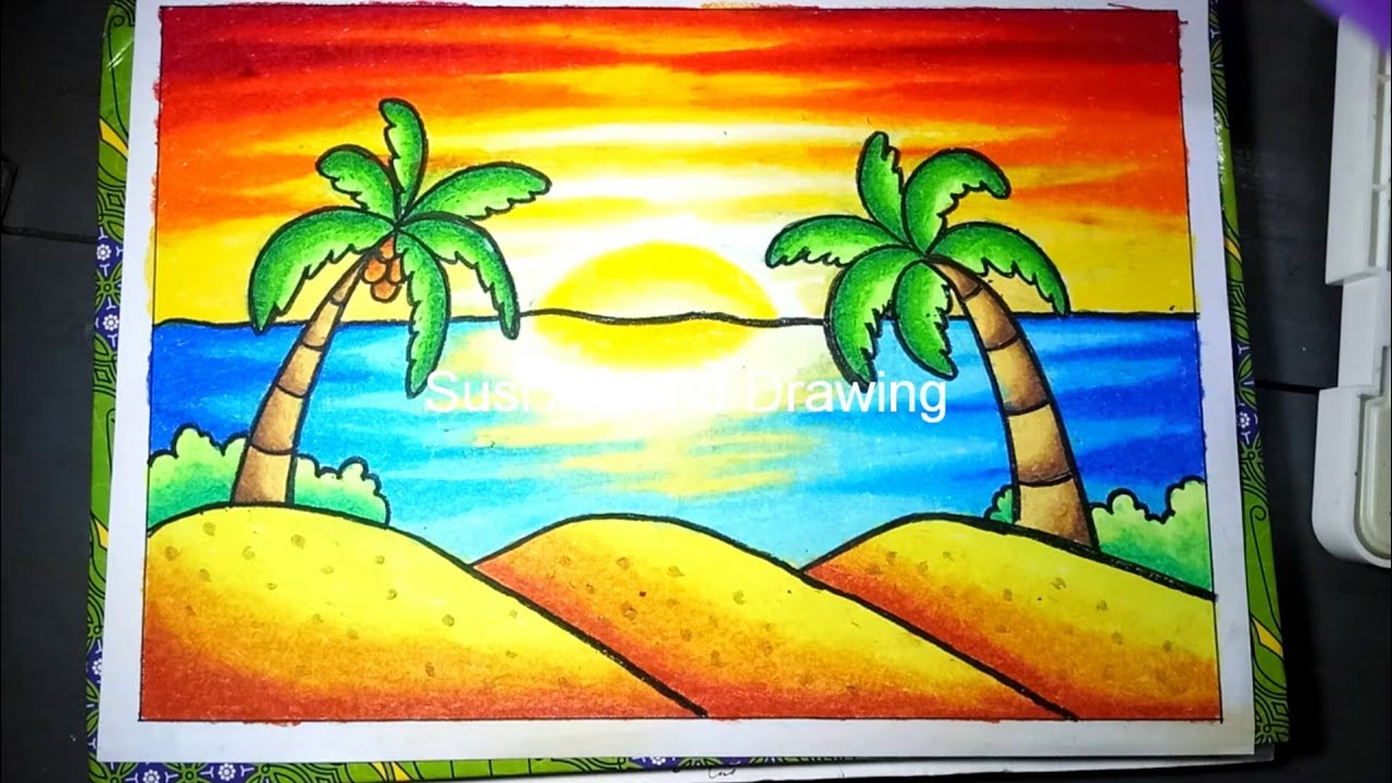 Detail Cara Menggambar Sunset Di Pantai Nomer 45