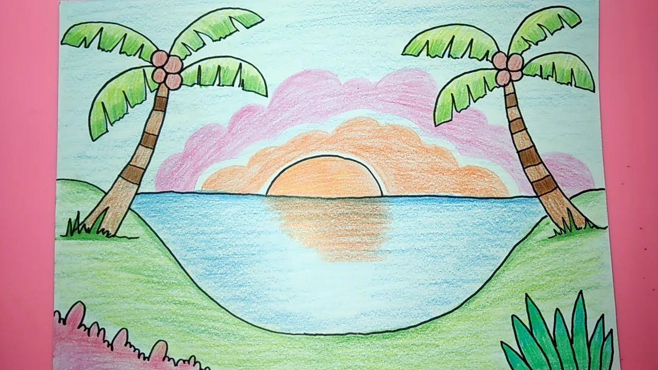 Detail Cara Menggambar Sunset Di Pantai Nomer 49