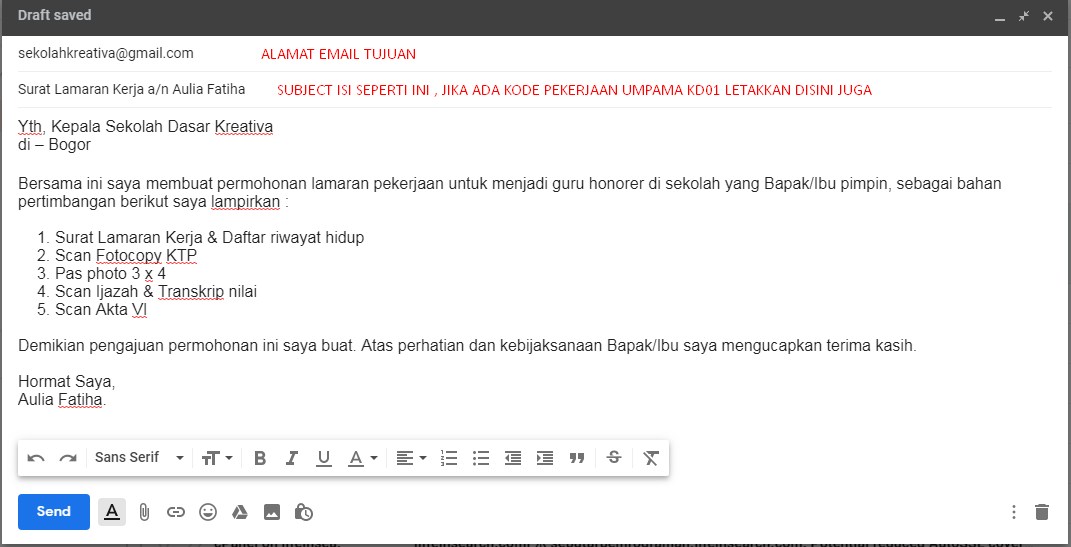 Detail Cara Mengirim Email Surat Lamaran Kerja Nomer 43