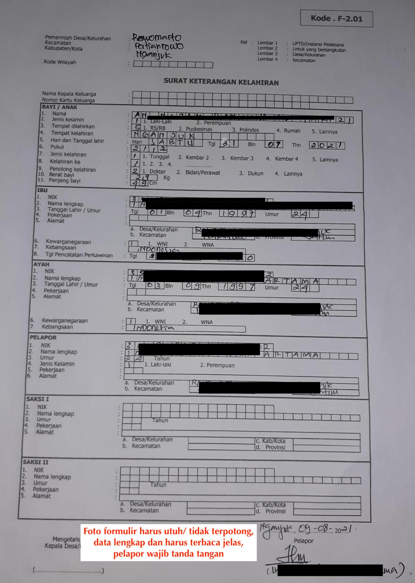 Detail Cara Mengisi Surat Keterangan Kelahiran Nomer 2