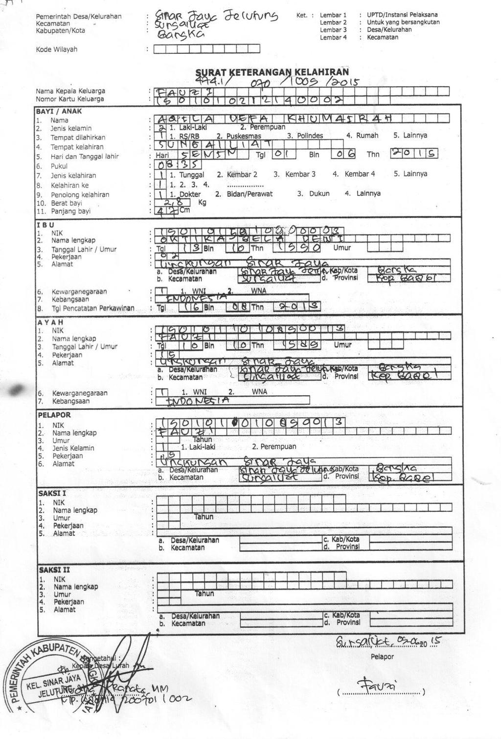 Detail Cara Mengisi Surat Keterangan Kelahiran Nomer 3