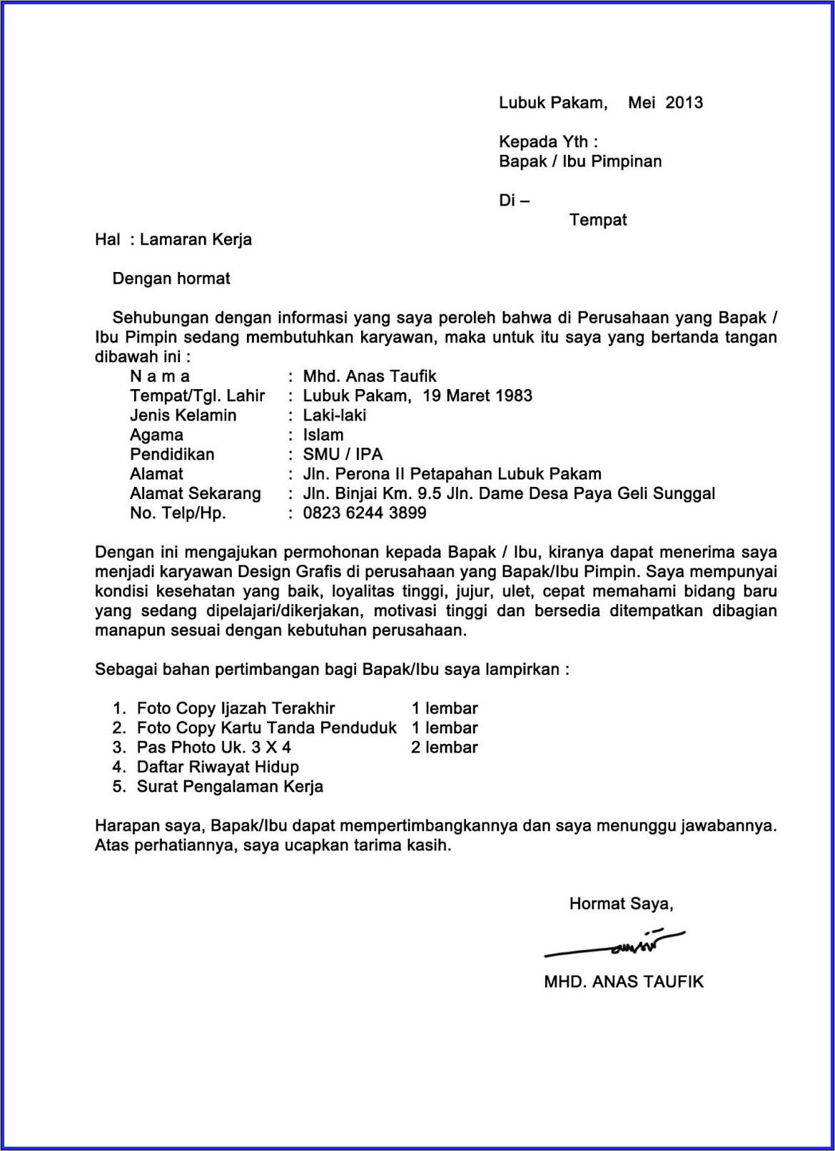 Detail Cara Mengisi Surat Lamaran Kerja Yang Sudah Jadi Nomer 8