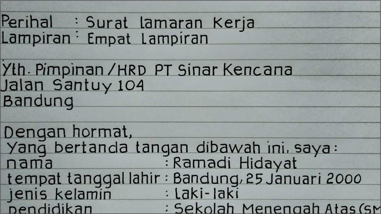 Detail Cara Mengisi Surat Lamaran Kerja Yang Sudah Jadi Nomer 9