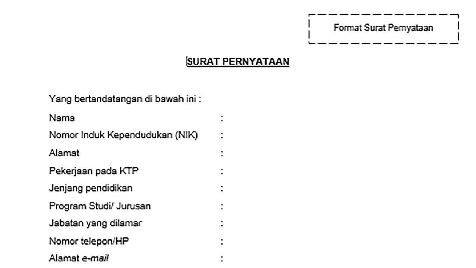 Detail Cara Mengisi Surat Pernyataan Nomer 27