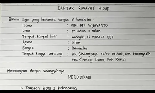 Detail Cara Mengisi Surat Riwayat Hidup Nomer 14