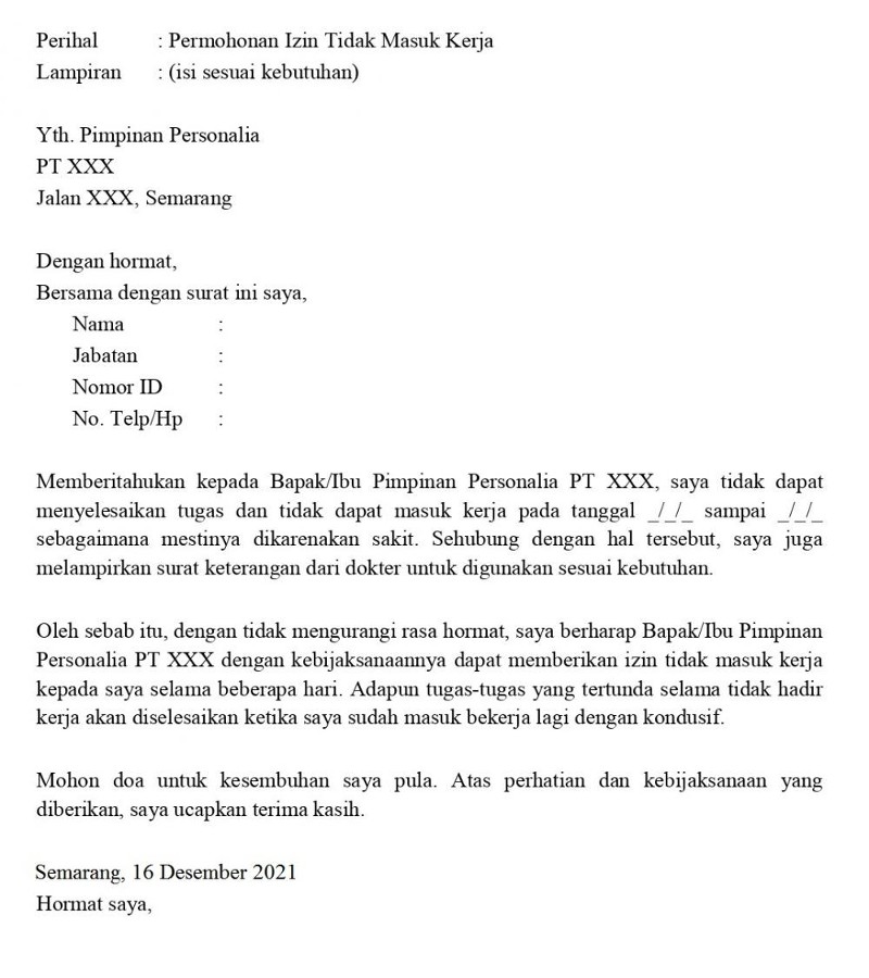 Detail Cara Menulis Surat Izin Kerja Nomer 10