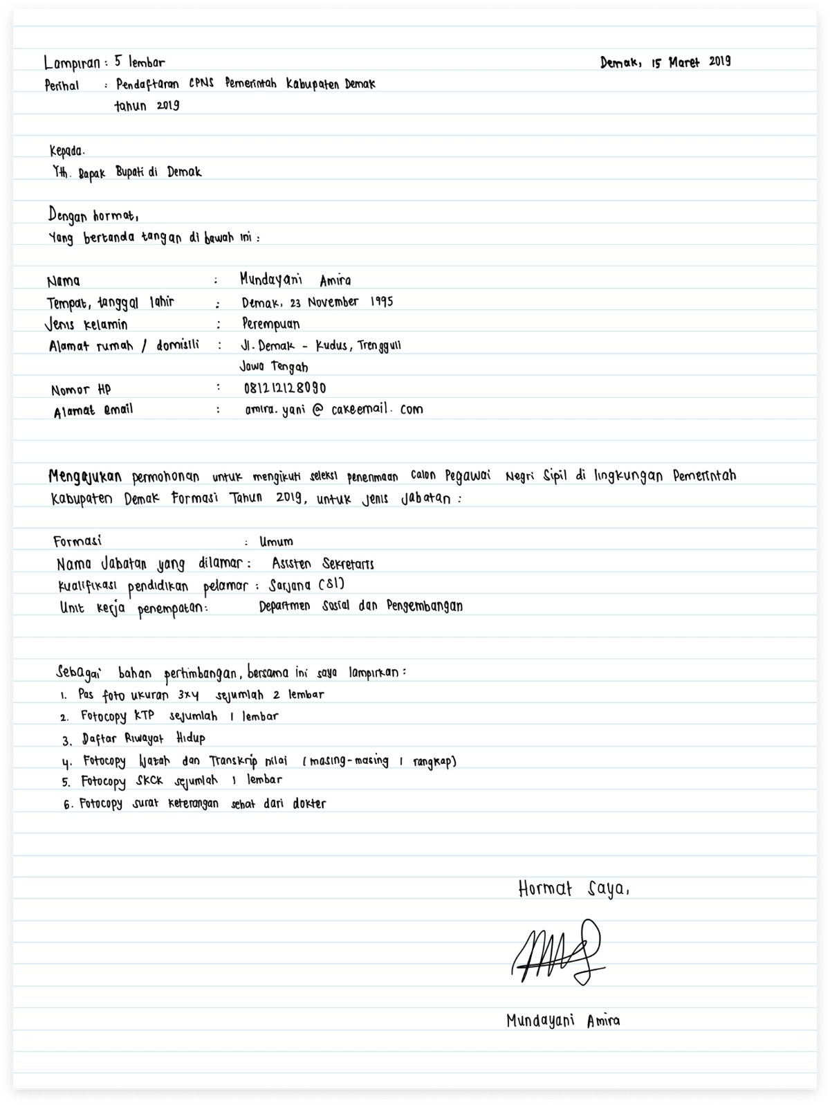 Detail Cara Menulis Surat Lamaran Kerja Tulis Tangan Nomer 19