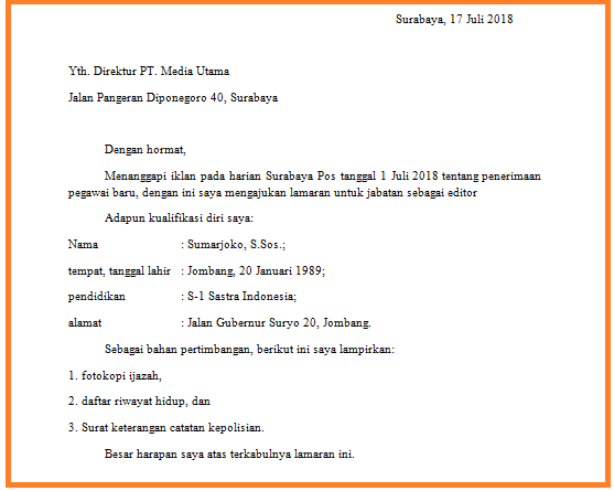 Detail Cara Menulis Surat Lamaran Pekerjaan Nomer 48