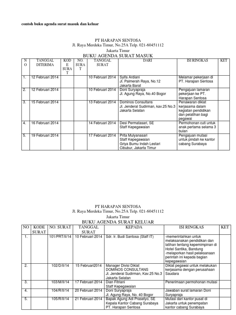 Detail Cara Menulis Surat Masuk Di Buku Agenda Nomer 11