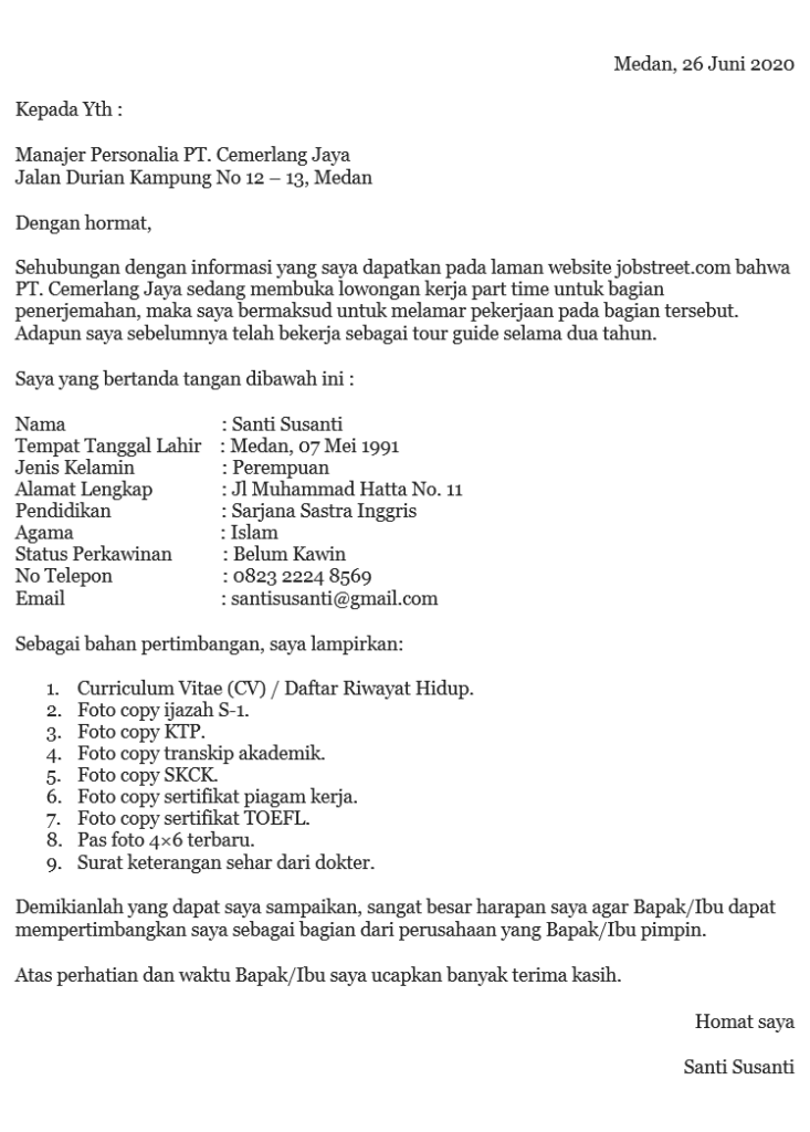 Detail Cara Menyusun Surat Lamaran Kerja Nomer 2