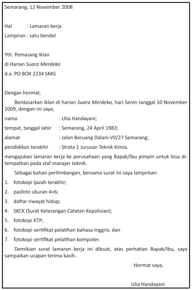 Detail Cara Menyusun Surat Lamaran Kerja Nomer 6