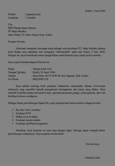 Detail Cara Pembuatan Surat Lamaran Kerja Yang Benar Nomer 13