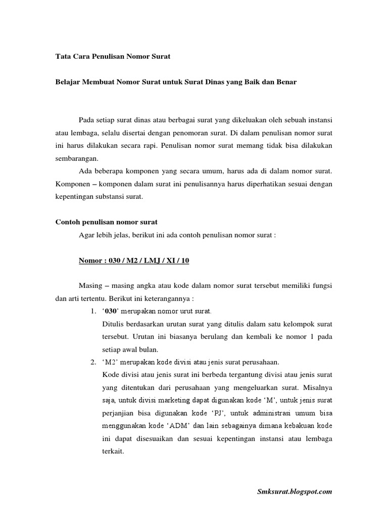 Detail Cara Penulisan Nomor Surat Nomer 39