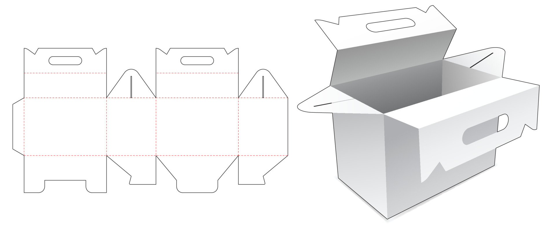 Detail Cardboard Box With Handle Template Nomer 2