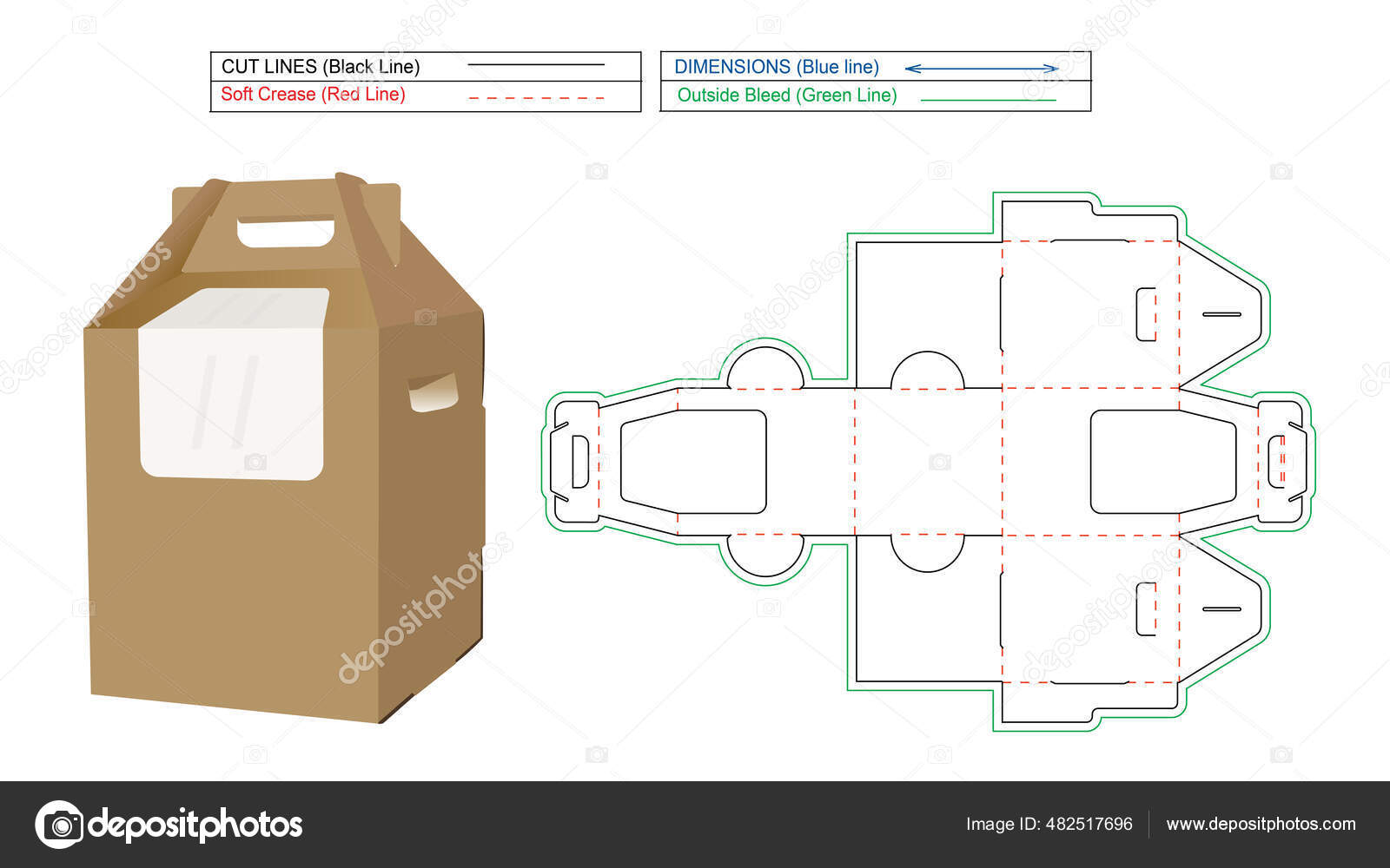 Detail Cardboard Box With Handle Template Nomer 17