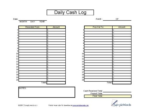 Detail Cash In And Cash Out Template Nomer 11