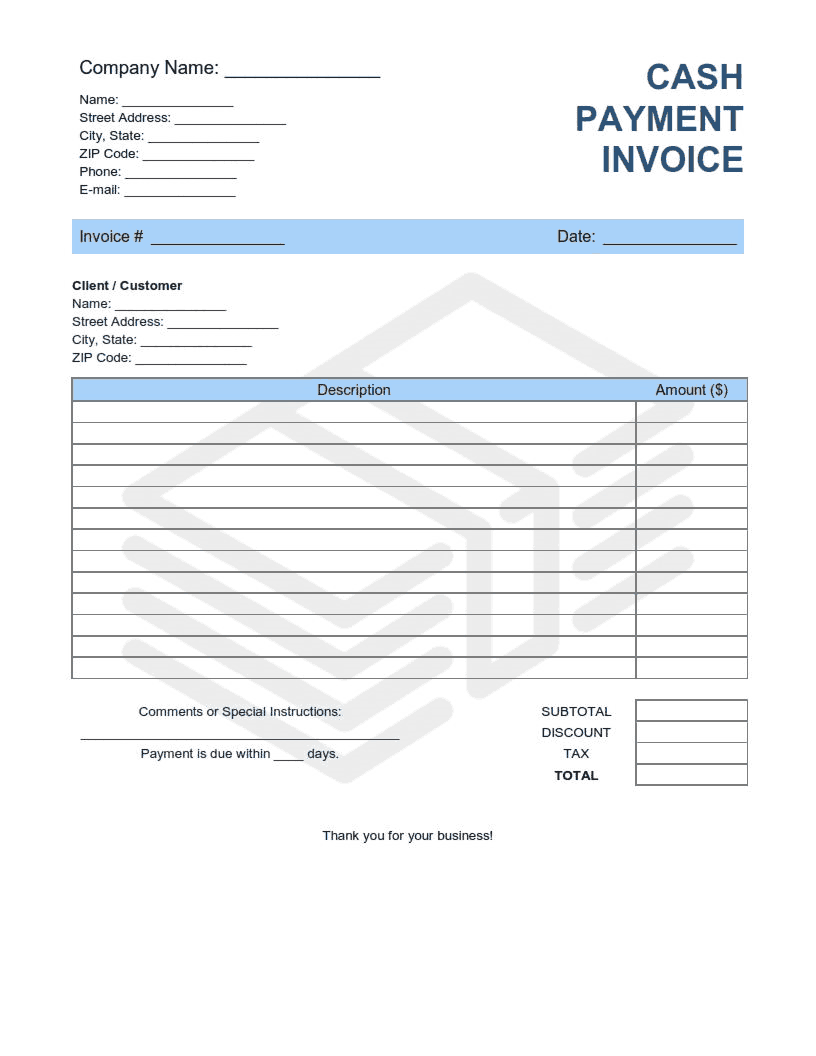 Detail Cash Invoice Template Nomer 12