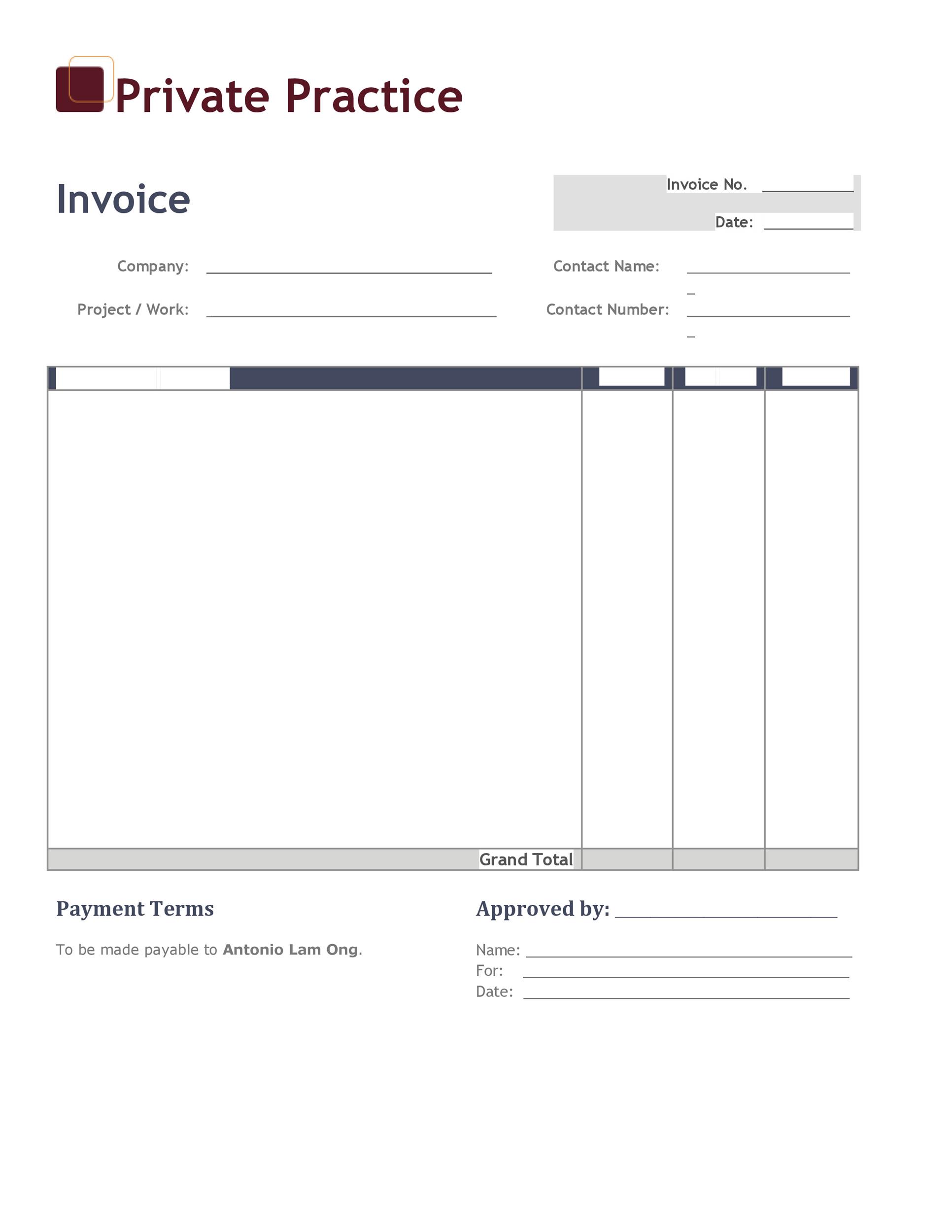 Detail Cash Invoice Template Nomer 16