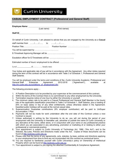 Detail Casual Employment Contract Template Nomer 29