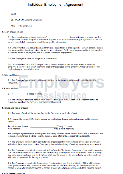 Detail Casual Employment Contract Template Nomer 36