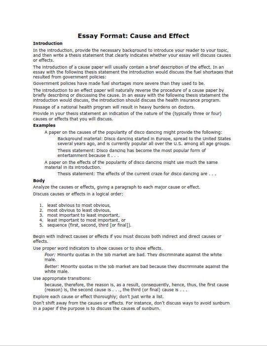Detail Cause And Effect Thesis Template Nomer 16