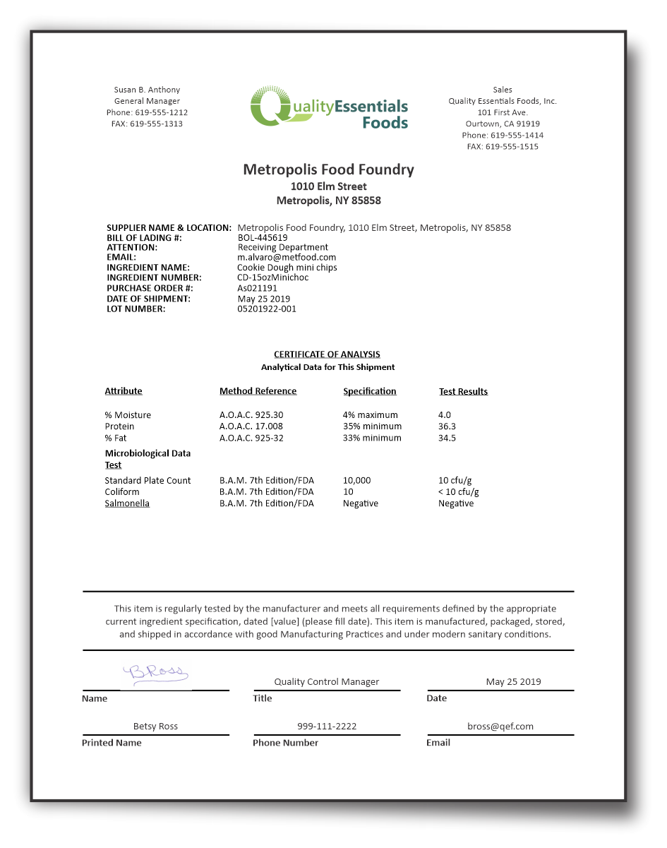 Detail Certificate Of Analysis Template Word Nomer 13