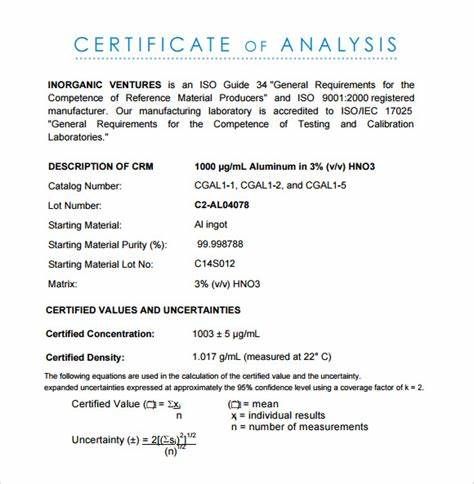 Detail Certificate Of Analysis Template Word Nomer 17