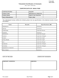 Detail Certificate Of Analysis Template Word Nomer 21