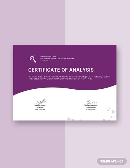 Detail Certificate Of Analysis Template Word Nomer 30