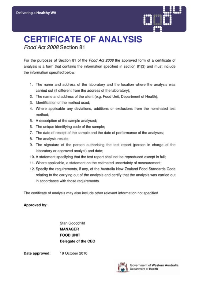 Detail Certificate Of Analysis Template Word Nomer 7