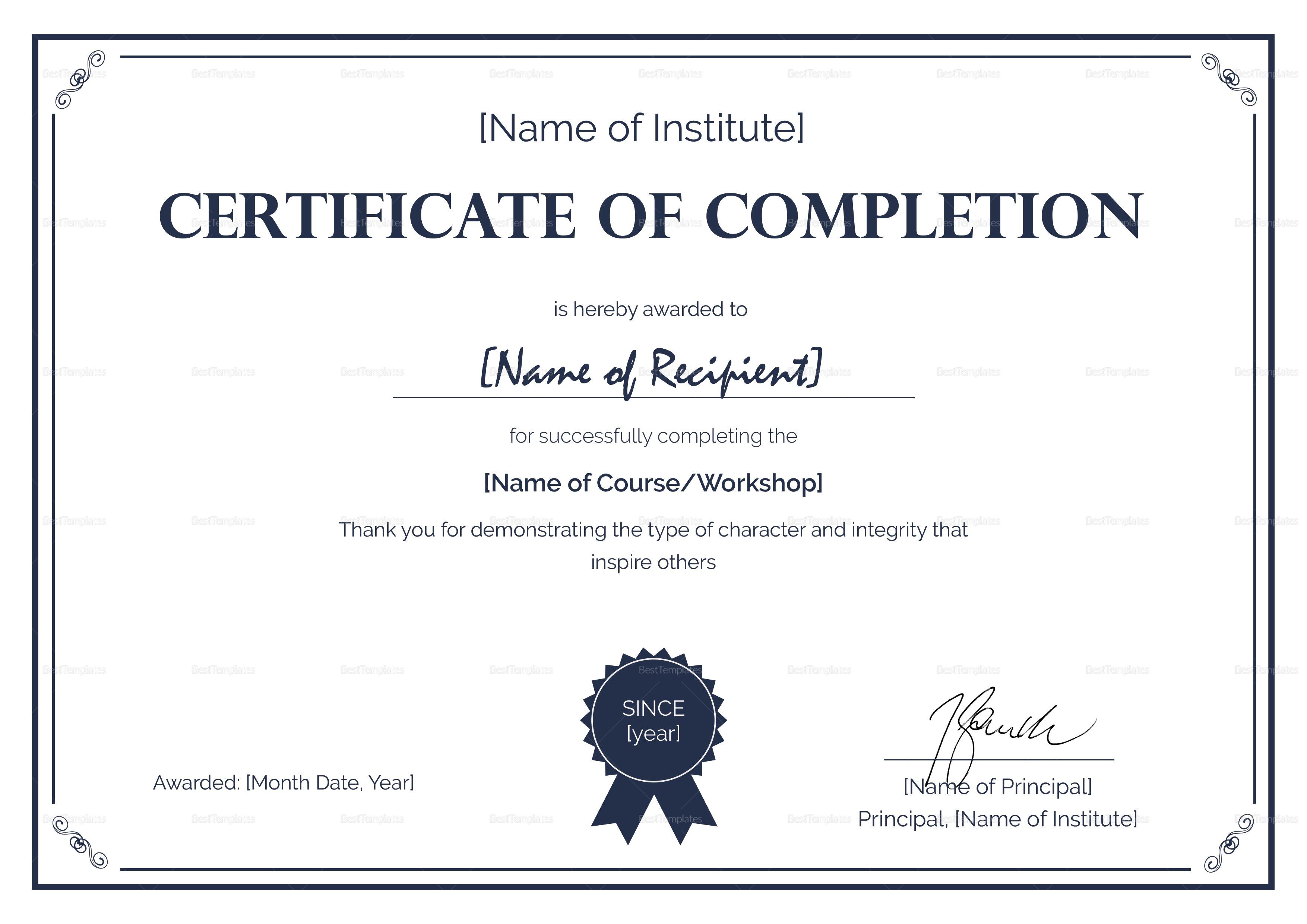 Detail Certificate Of Completion Design Template Nomer 5