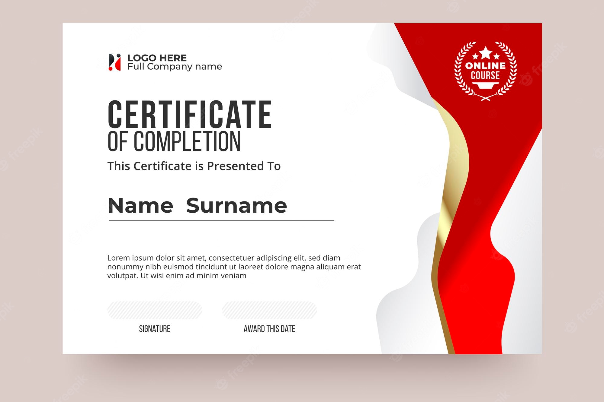 Detail Certificate Of Completion Design Template Nomer 42