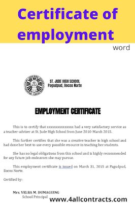 Detail Certificate Of Employment Template Nomer 43