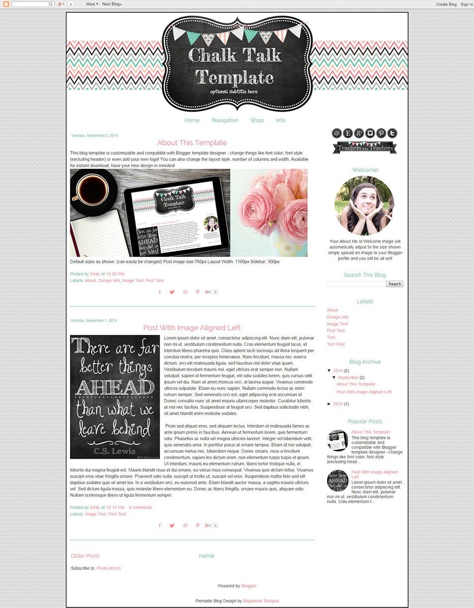 Detail Chalkboard Blogger Template Nomer 10