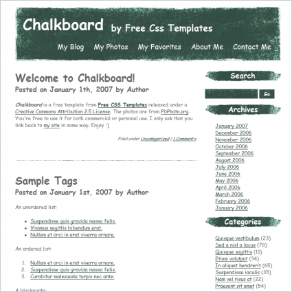 Detail Chalkboard Blogger Template Nomer 24