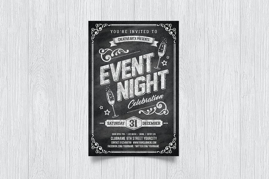 Detail Chalkboard Flyer Template Nomer 10