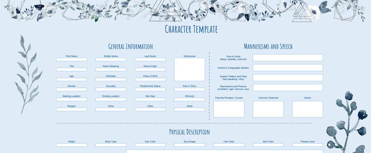 Detail Character Biography Template Nomer 35