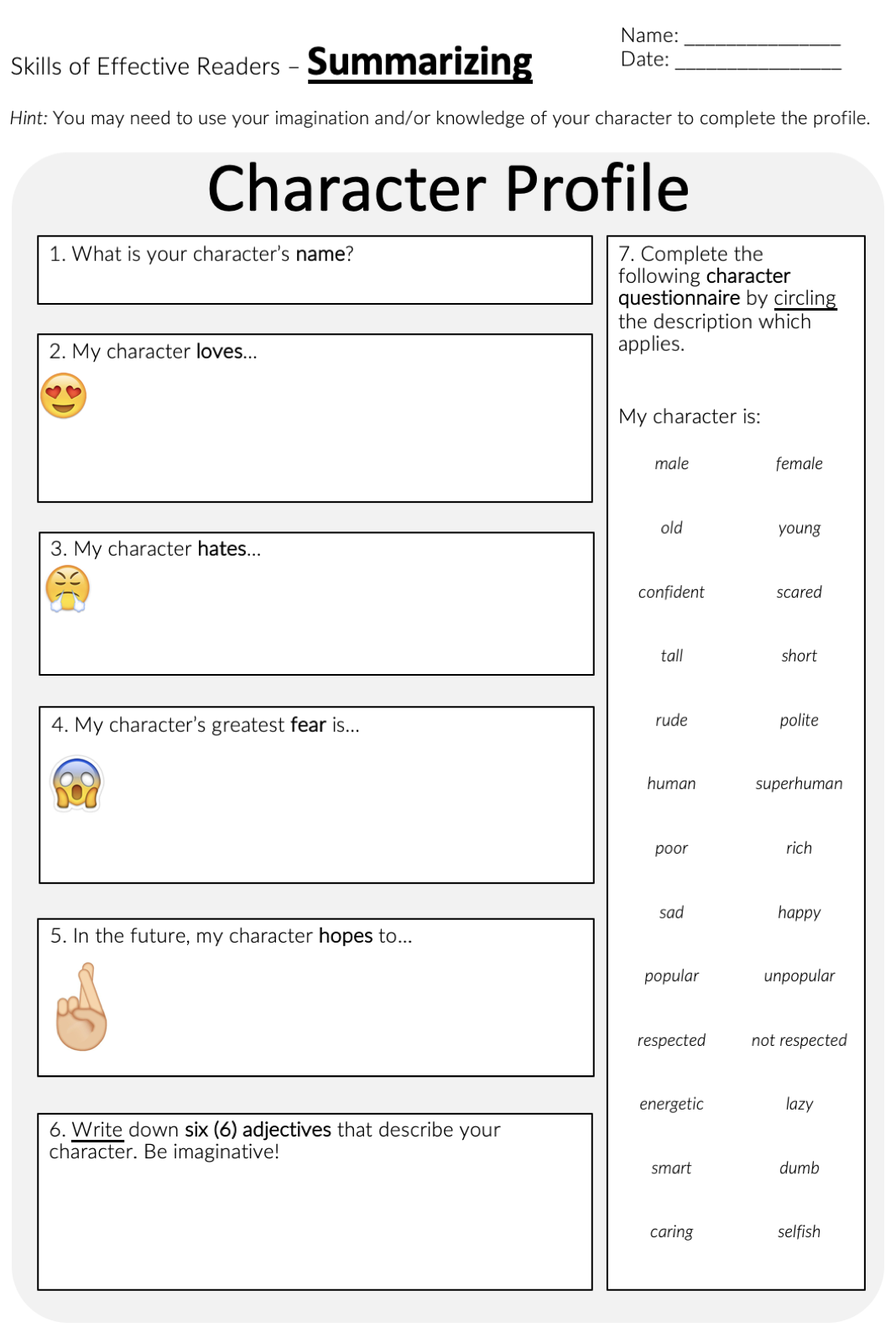 Detail Character Creation Template Nomer 3