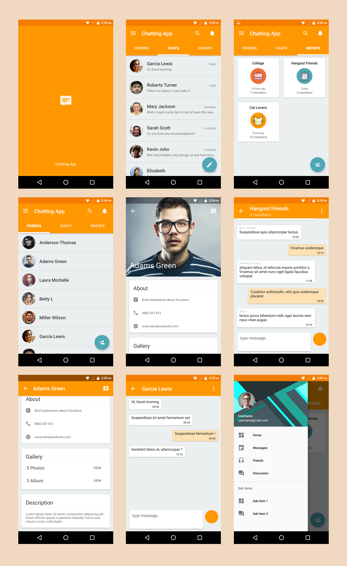 Detail Chat App Design Template For Android Nomer 2