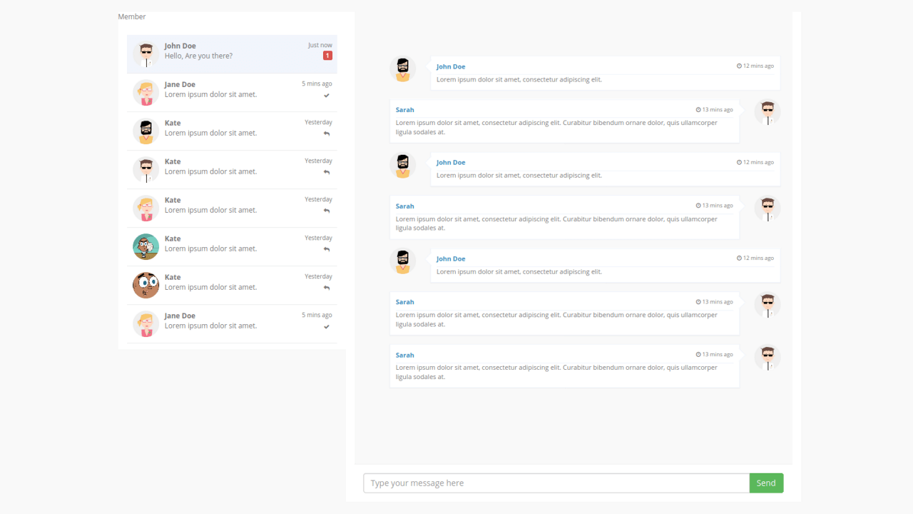 Detail Chat Template Bootstrap 3 Nomer 25