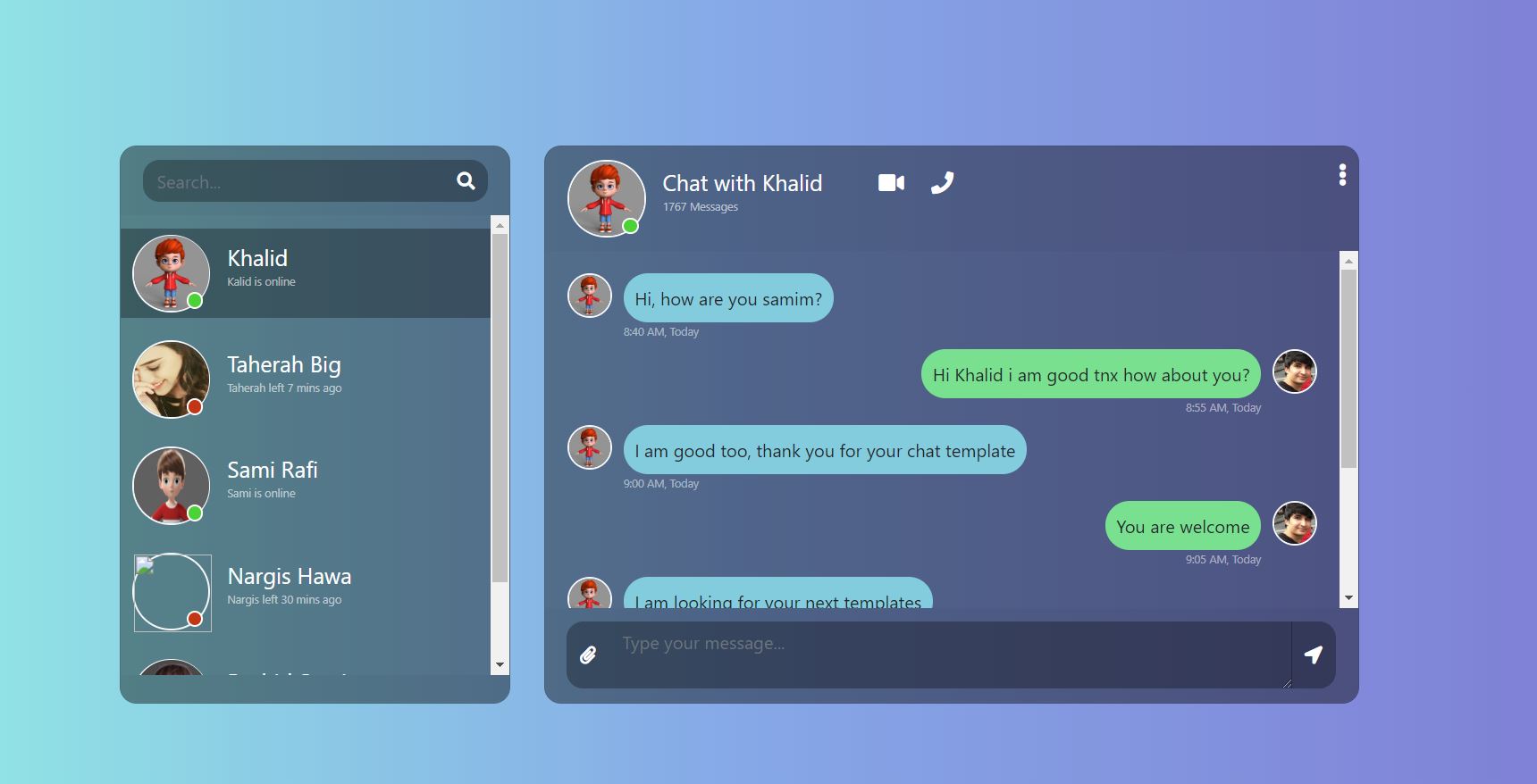 Detail Chat Template Bootstrap 3 Nomer 28