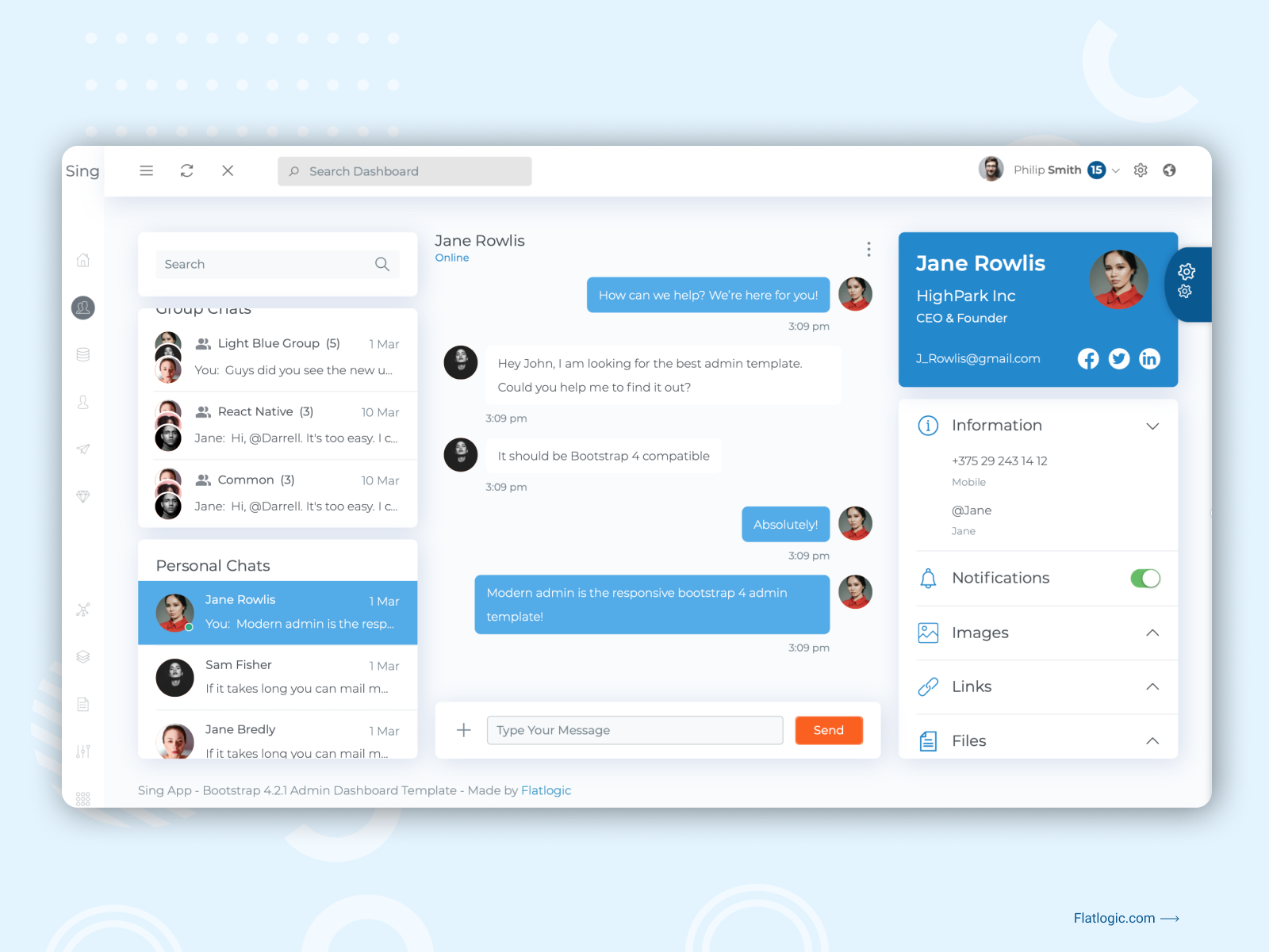 Detail Chat Template Bootstrap 3 Nomer 51
