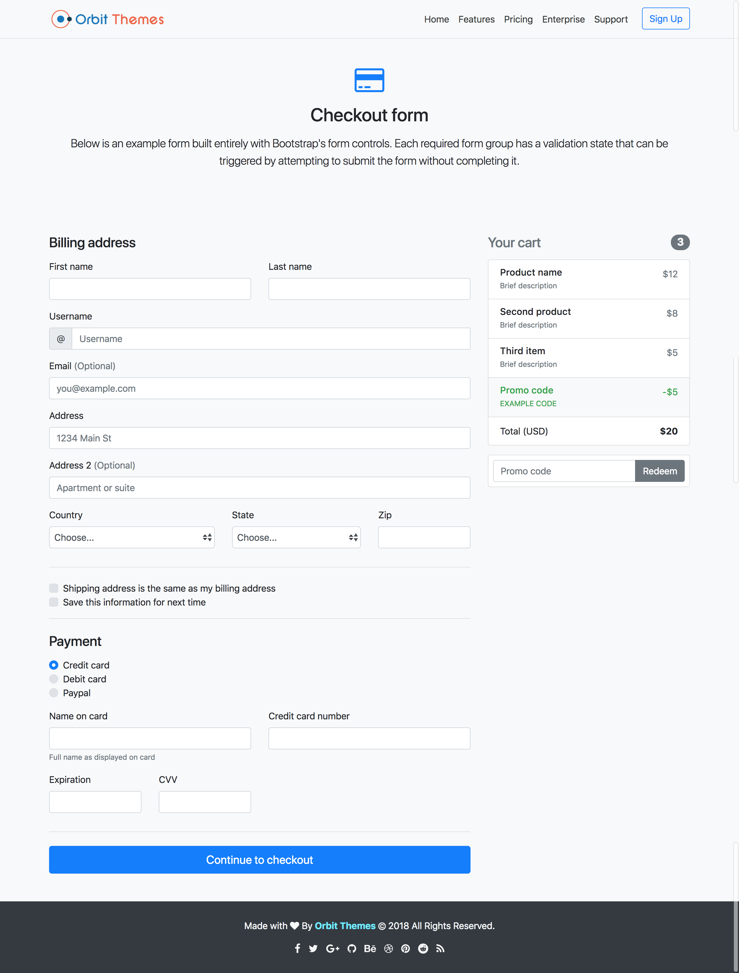 Detail Checkout Page Template Bootstrap Nomer 2