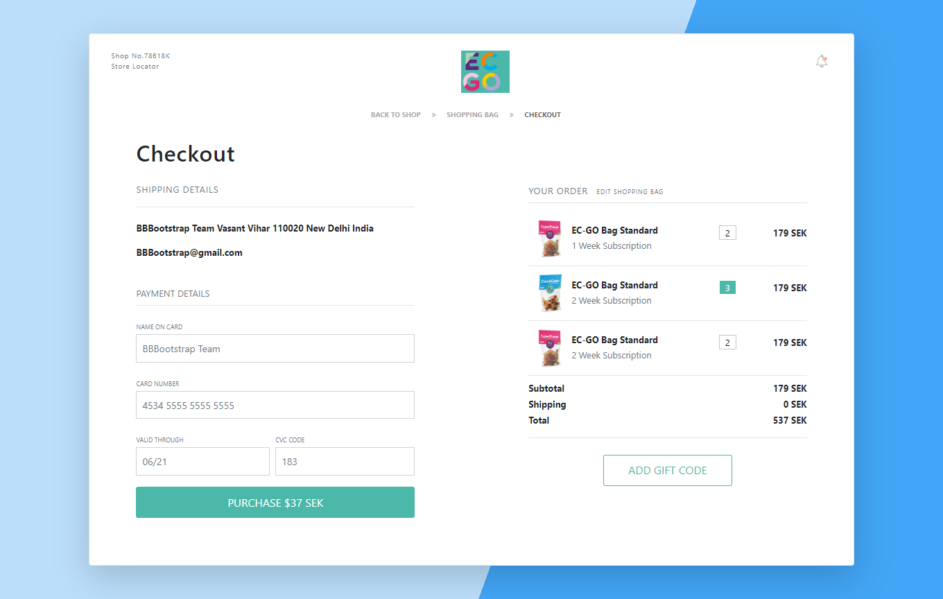 Detail Checkout Page Template Bootstrap Nomer 15
