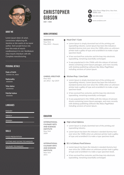 Chef Cv Template - KibrisPDR